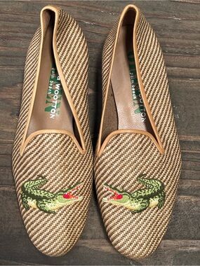 Stubbs & Wootton Embroidered Alligator Loafers, NWT, Size 9